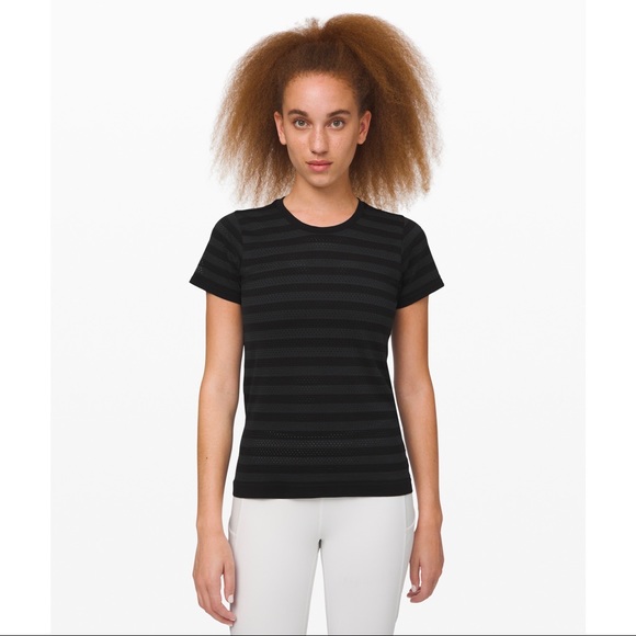 lululemon athletica Tops - 🍋 LULULEMON BY SS *STRIPE BLACK/DCO SHIRT SIZE 10